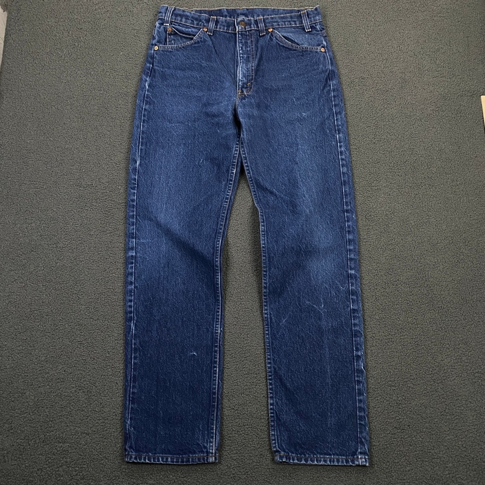 Vintage Levis 505 Jean FITS size 32x32 Blue Dark Wash Orange Tab Classic